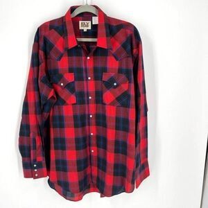 Vintage Men's Ely Cattleman Red Black Size XL Button Front Pearl button red